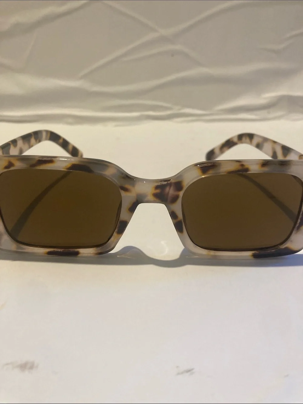 Tortoiseshell Rectangular Sunglasses - Brown Lenses